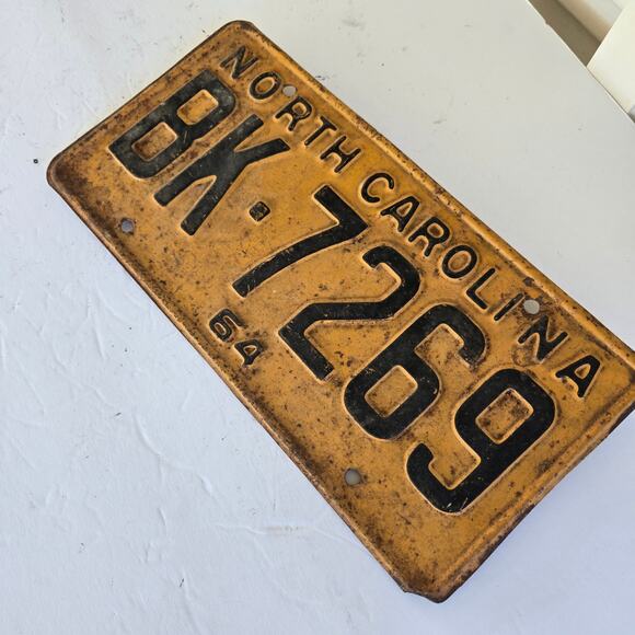 Vintage NC License Plate 1964 North Carolina BK-7269 - Picture 3 of 8